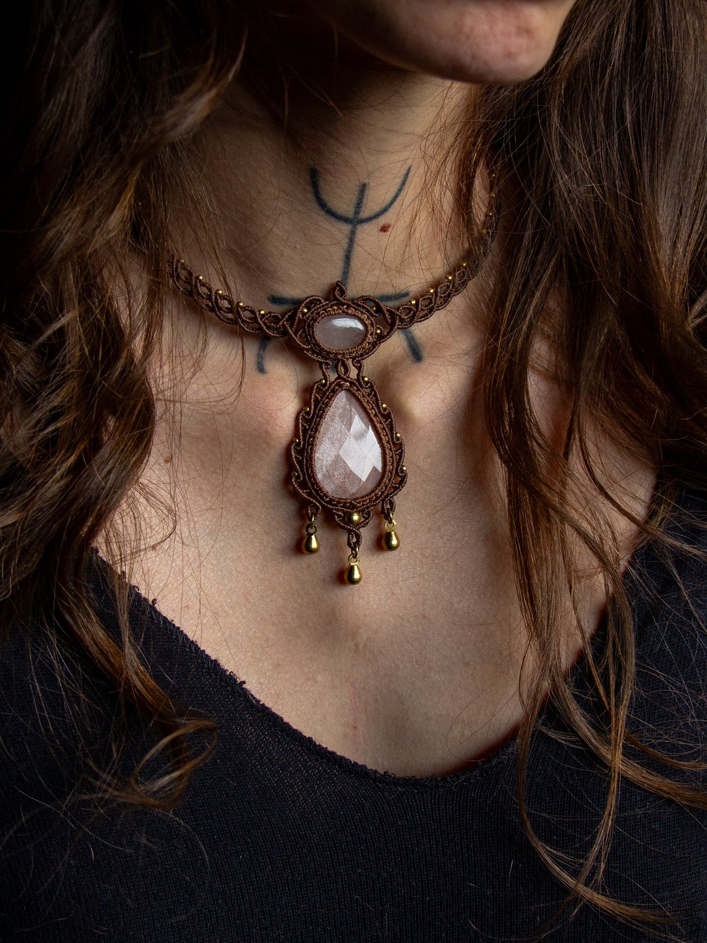 Rose Quartz & Peach Moonstone necklace