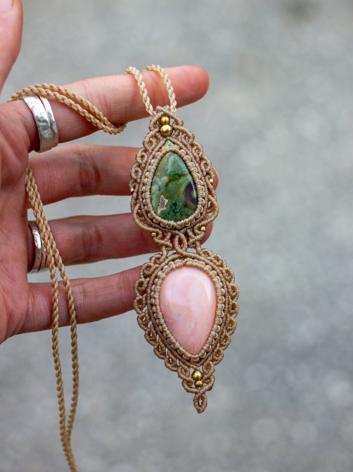 Fruity Jasper & Pink Opal necklace