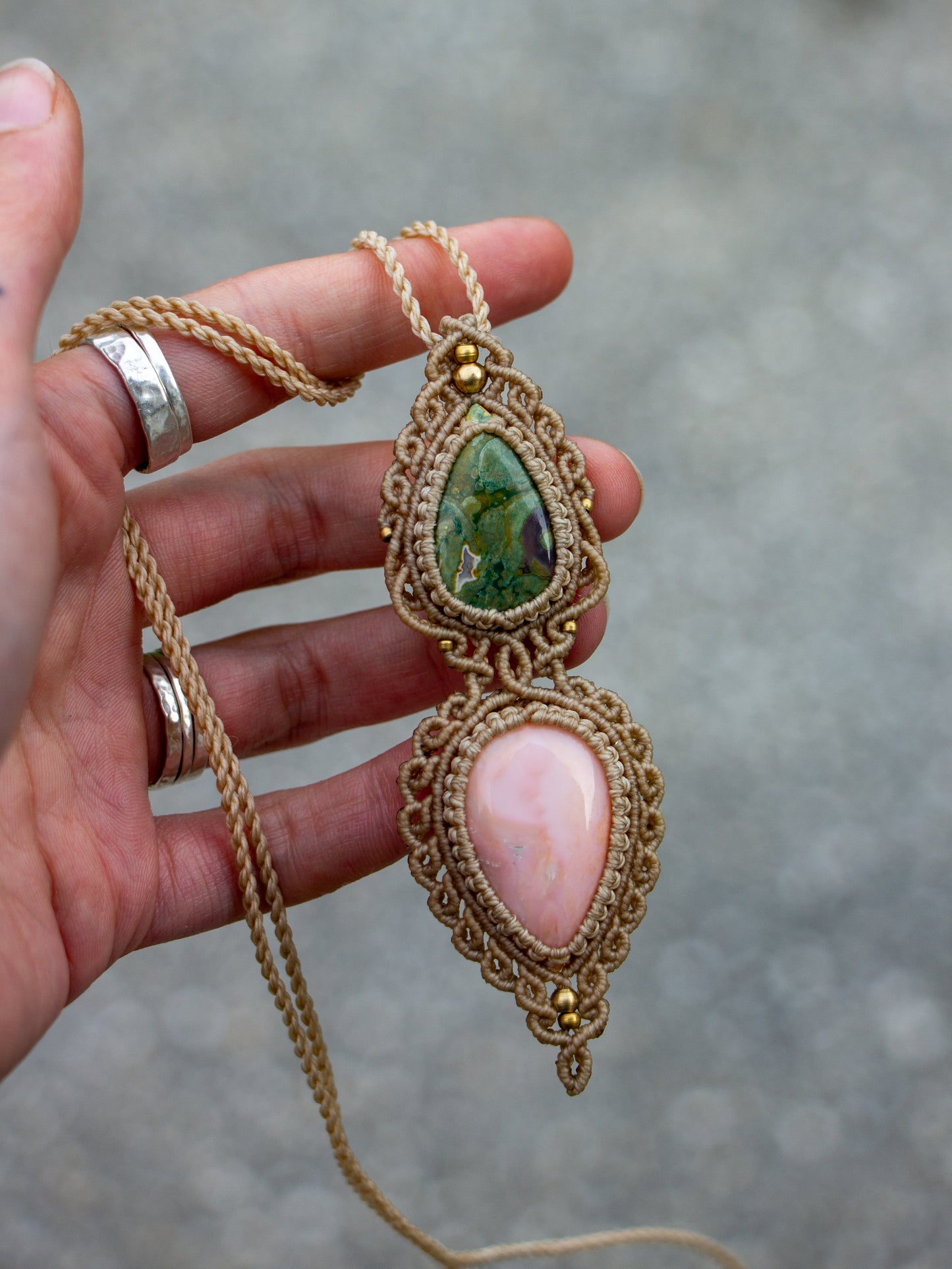 Fruity Jasper & Pink Opal necklace