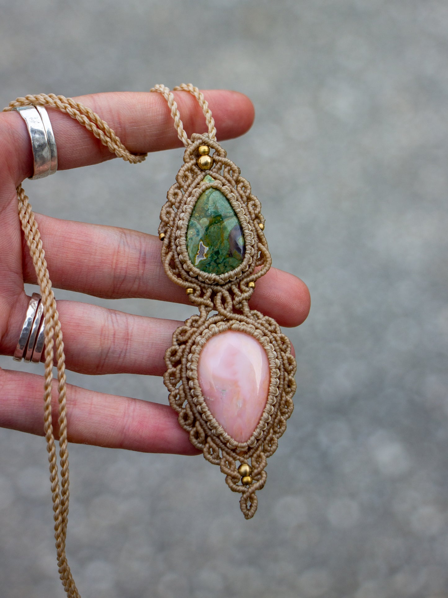 Fruity Jasper & Pink Opal necklace