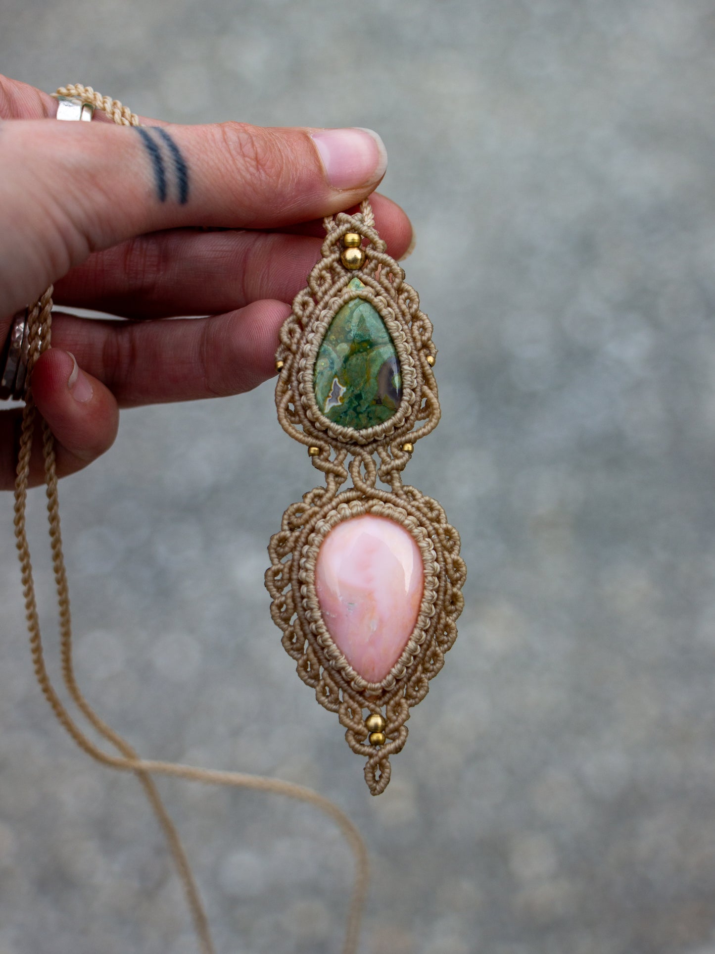 Fruity Jasper & Pink Opal necklace