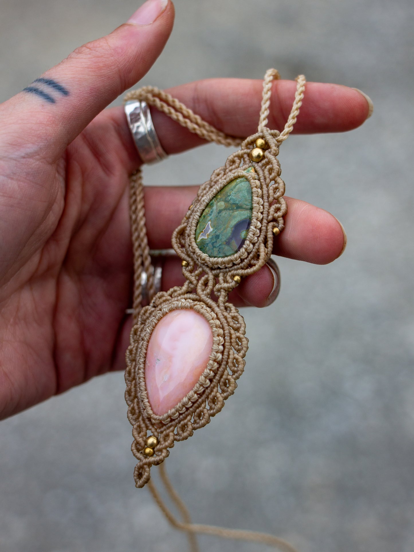Fruity Jasper & Pink Opal necklace