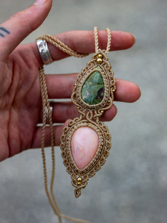 Fruity Jasper & Pink Opal necklace