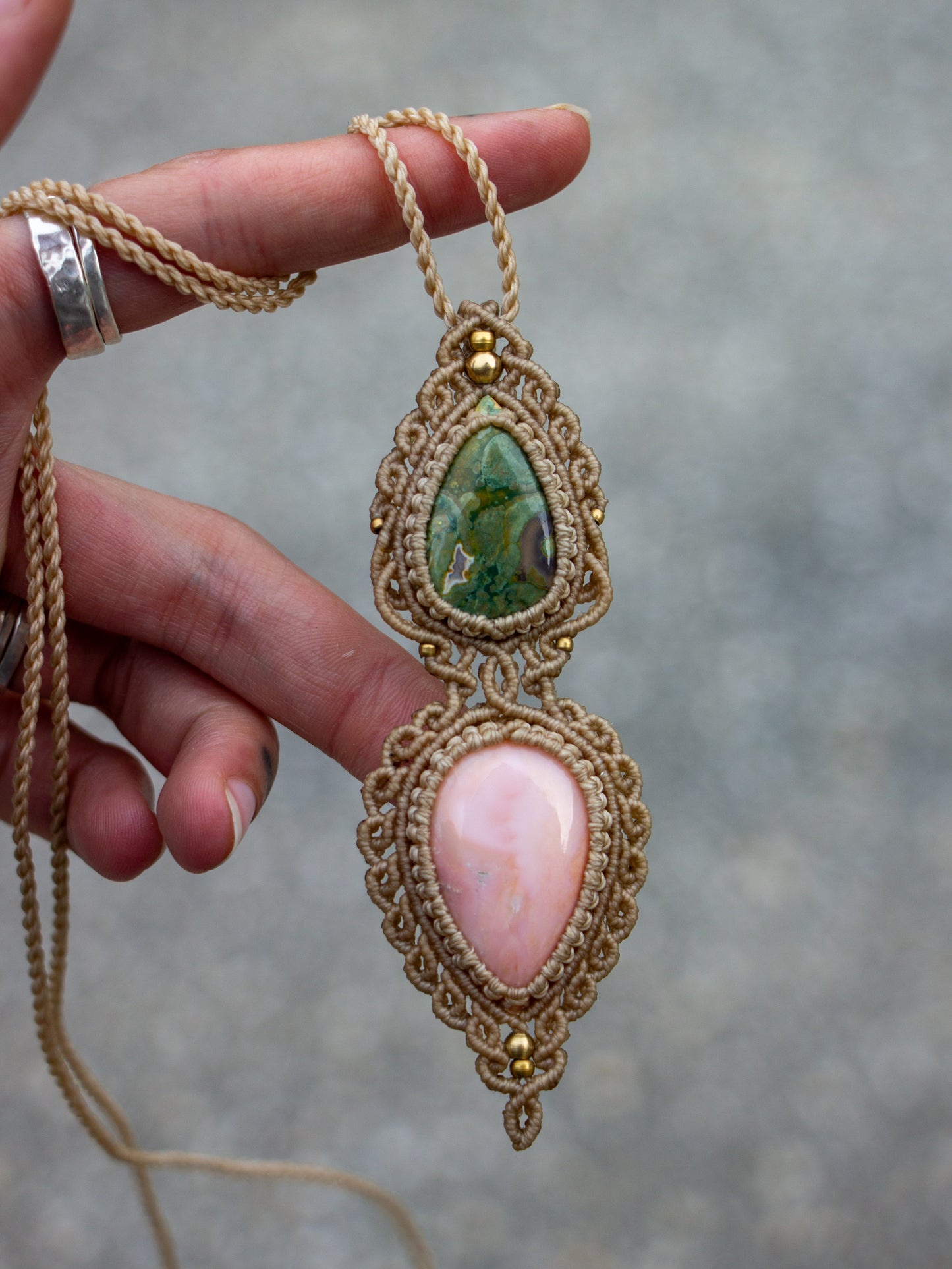 Fruity Jasper & Pink Opal necklace