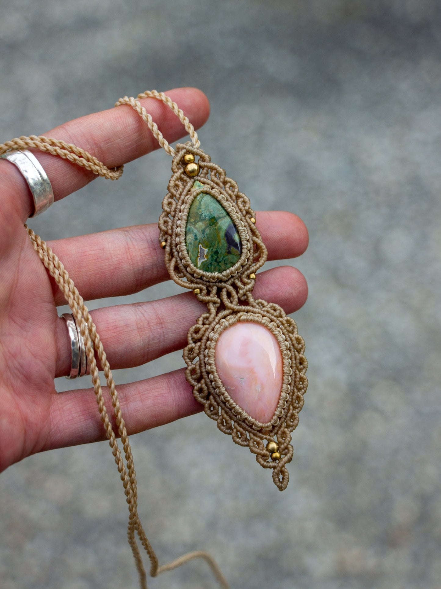 Fruity Jasper & Pink Opal necklace