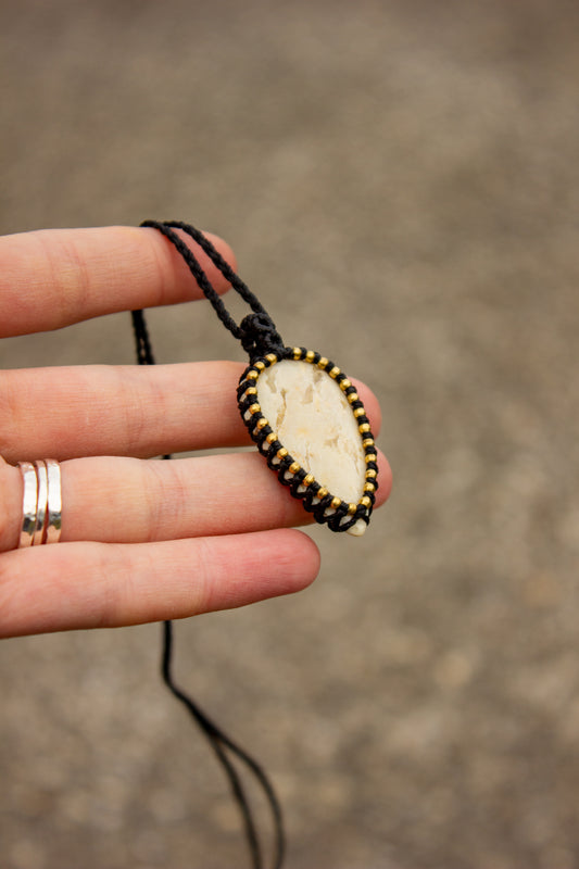 Polka Dot Jasper • macrame necklace