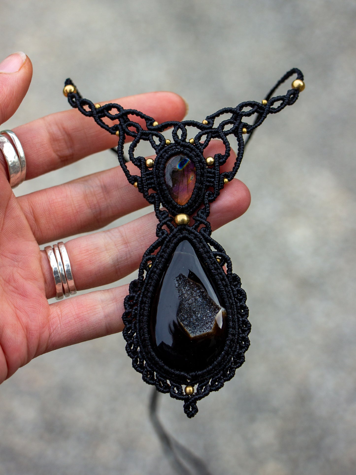 Druzy Onyx & Labradorite necklace