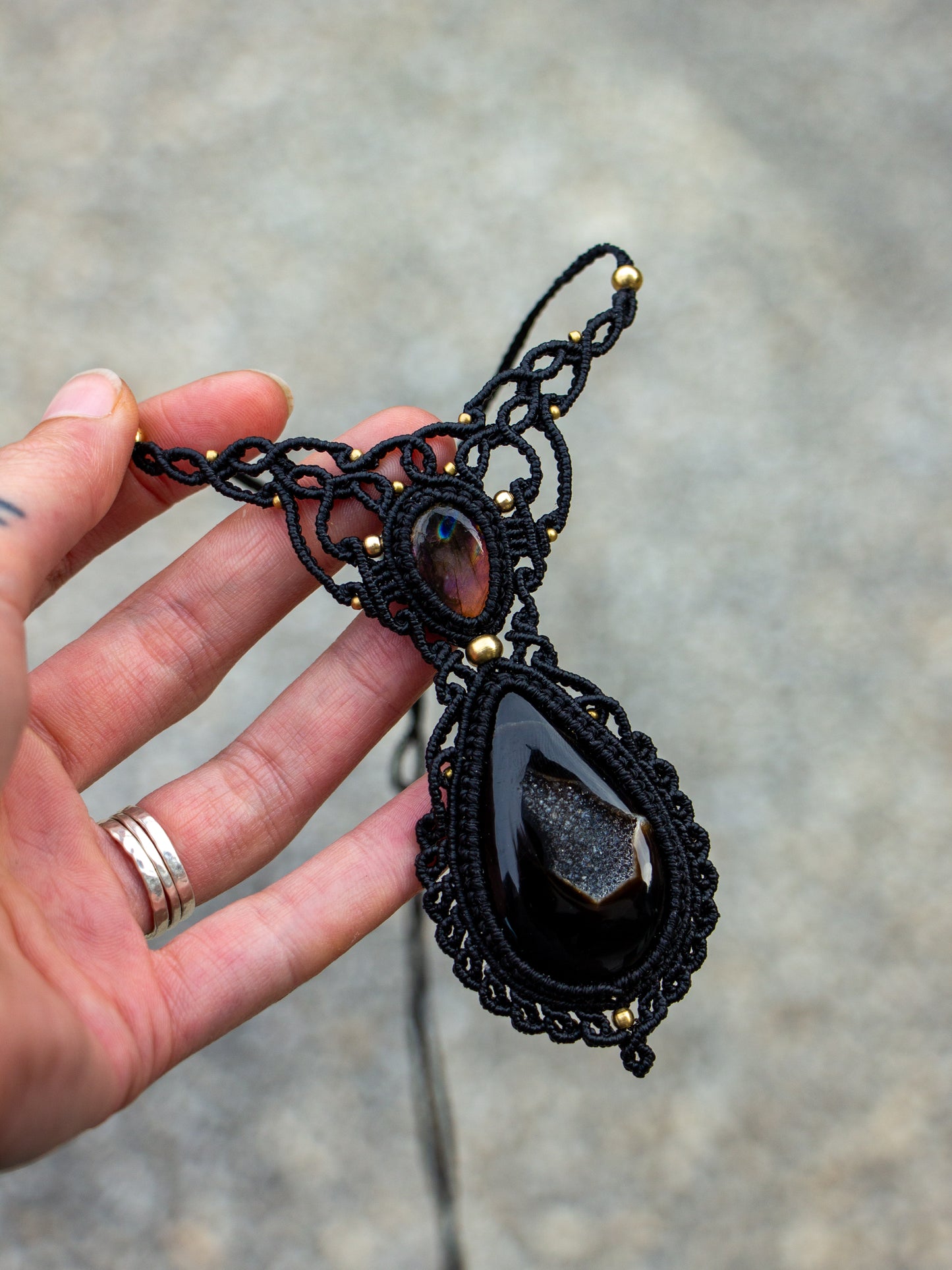 Druzy Onyx & Labradorite necklace