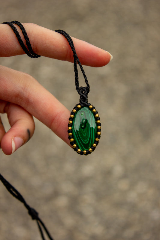 Malachite • macrame necklace