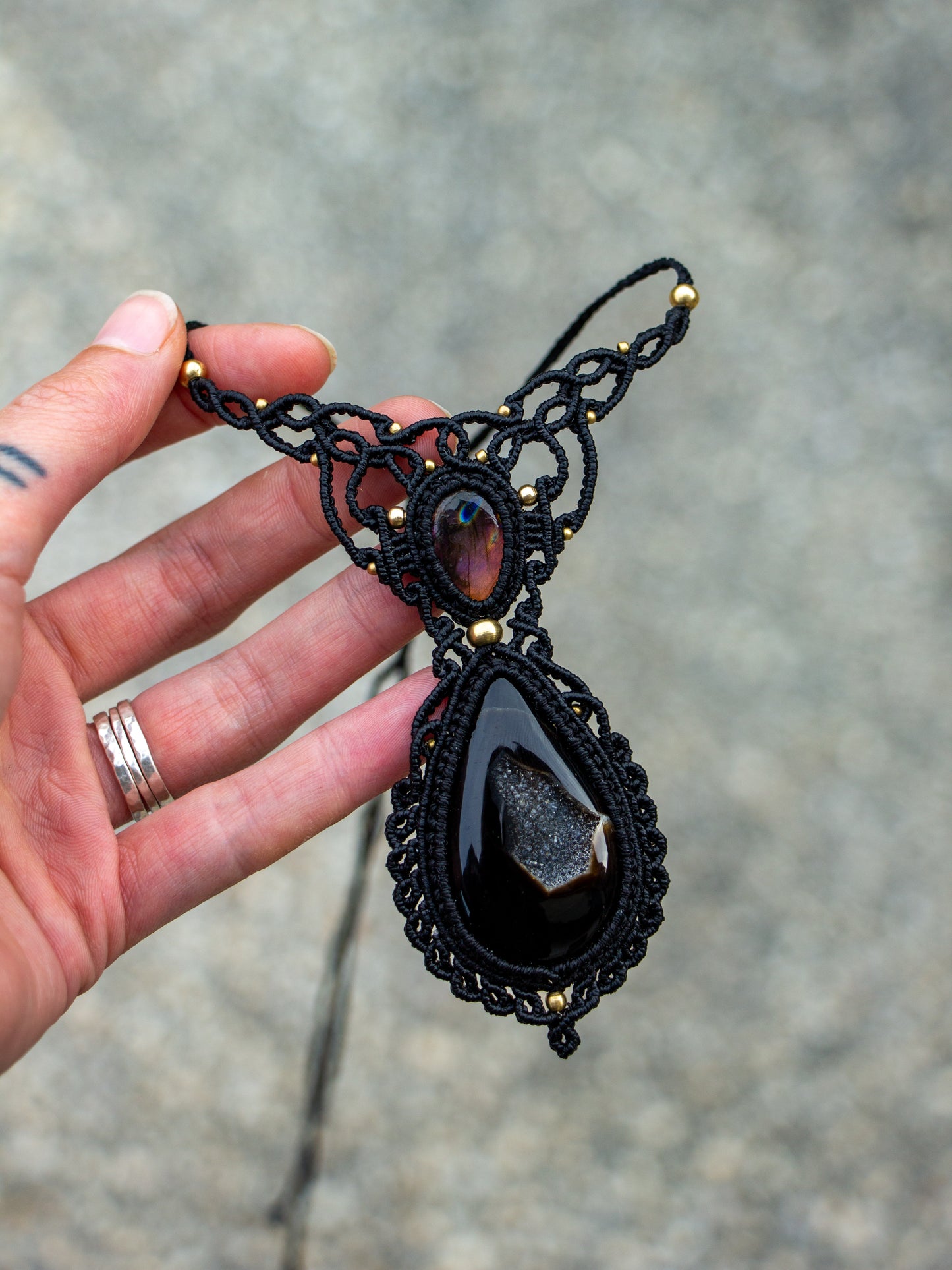 Druzy Onyx & Labradorite necklace