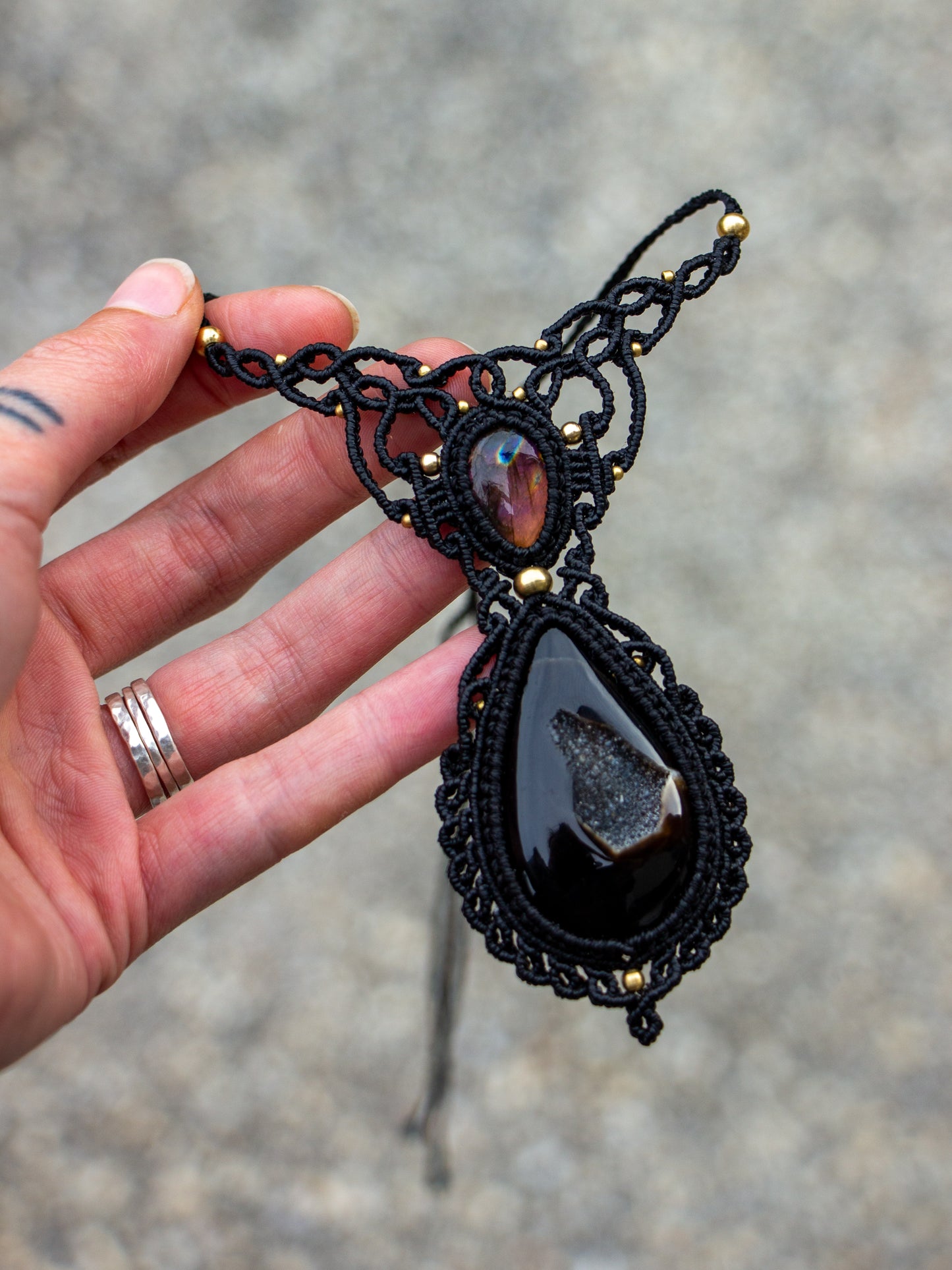 Druzy Onyx & Labradorite necklace
