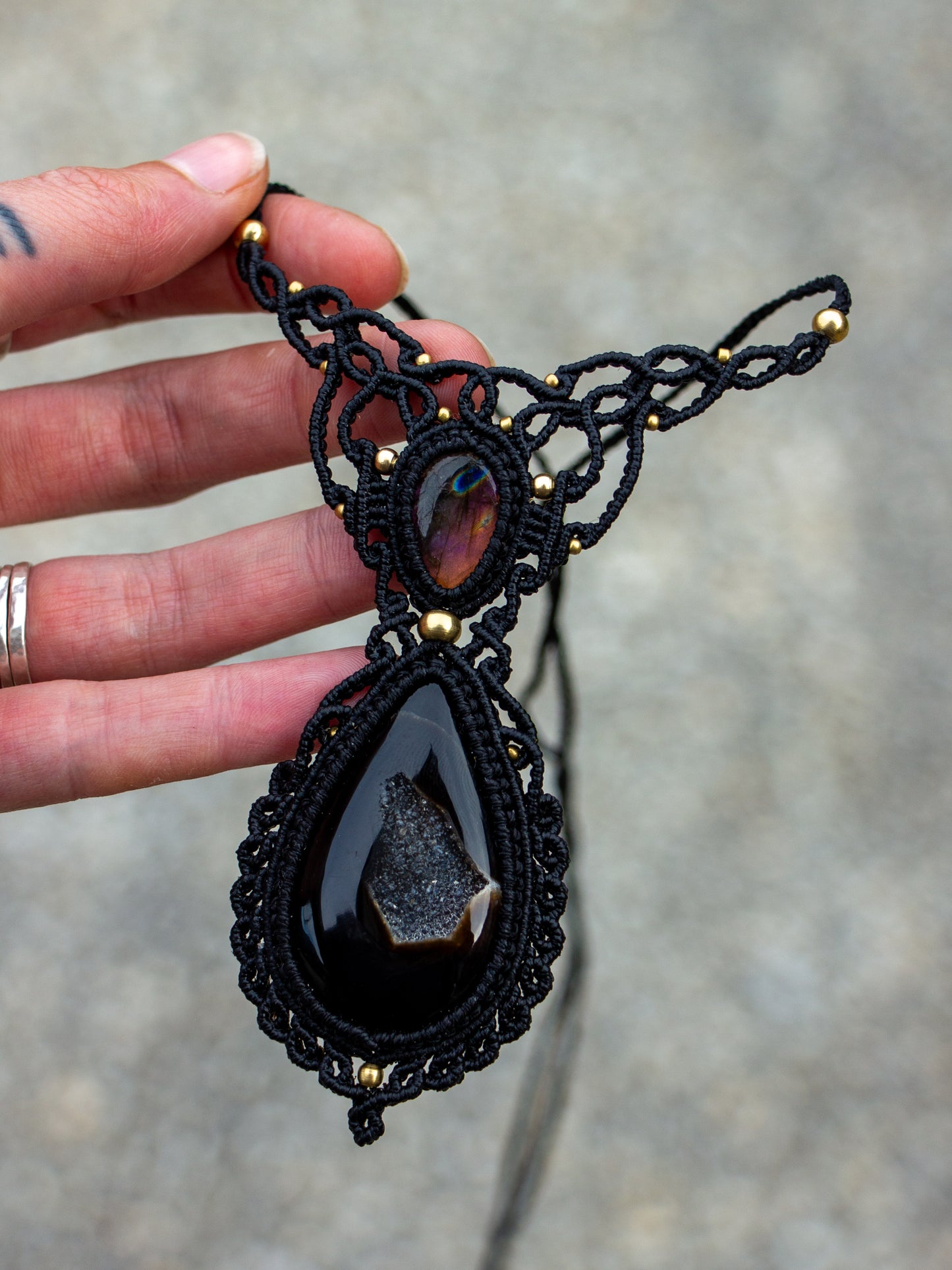 Druzy Onyx & Labradorite necklace