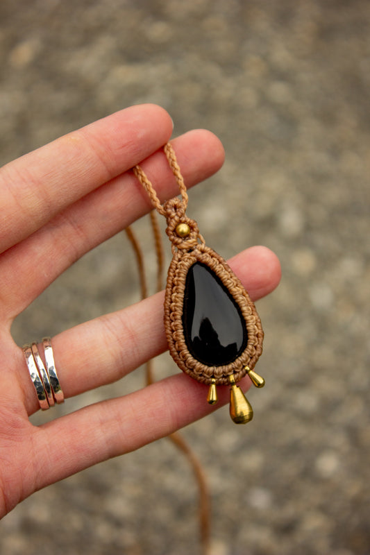 Black Onyx • macrame necklace