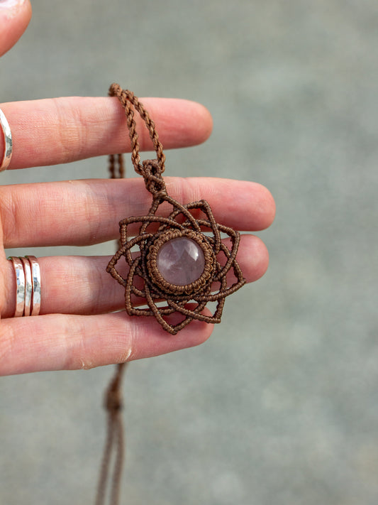 Rose Quartz macrame necklace
