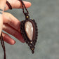 rose cut Peach Moonstone macrame necklace