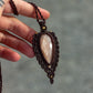 rose cut Peach Moonstone macrame necklace
