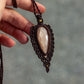 rose cut Peach Moonstone macrame necklace