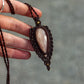 rose cut Peach Moonstone macrame necklace