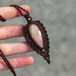 rose cut Peach Moonstone macrame necklace