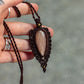 rose cut Peach Moonstone macrame necklace