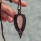rose cut Peach Moonstone macrame necklace