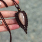 rose cut Peach Moonstone macrame necklace