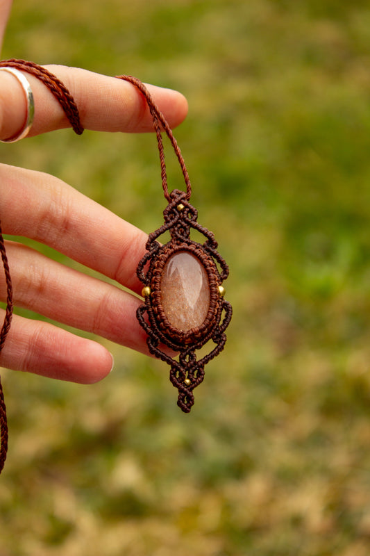 Peach Moonstone • macrame necklace