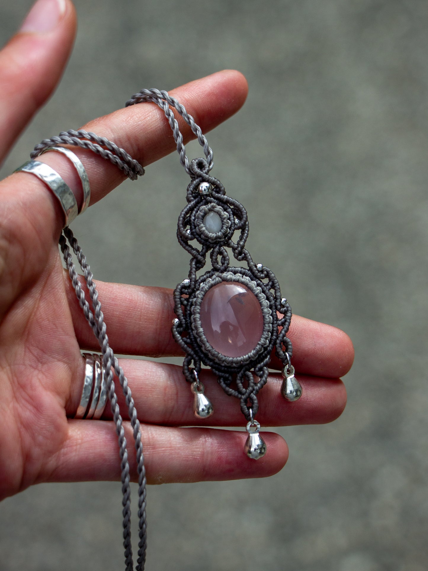 Rose Quartz & White Moonstone necklace