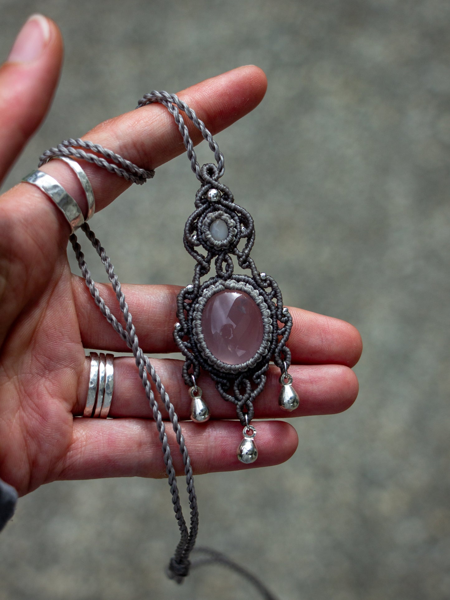 Rose Quartz & White Moonstone necklace