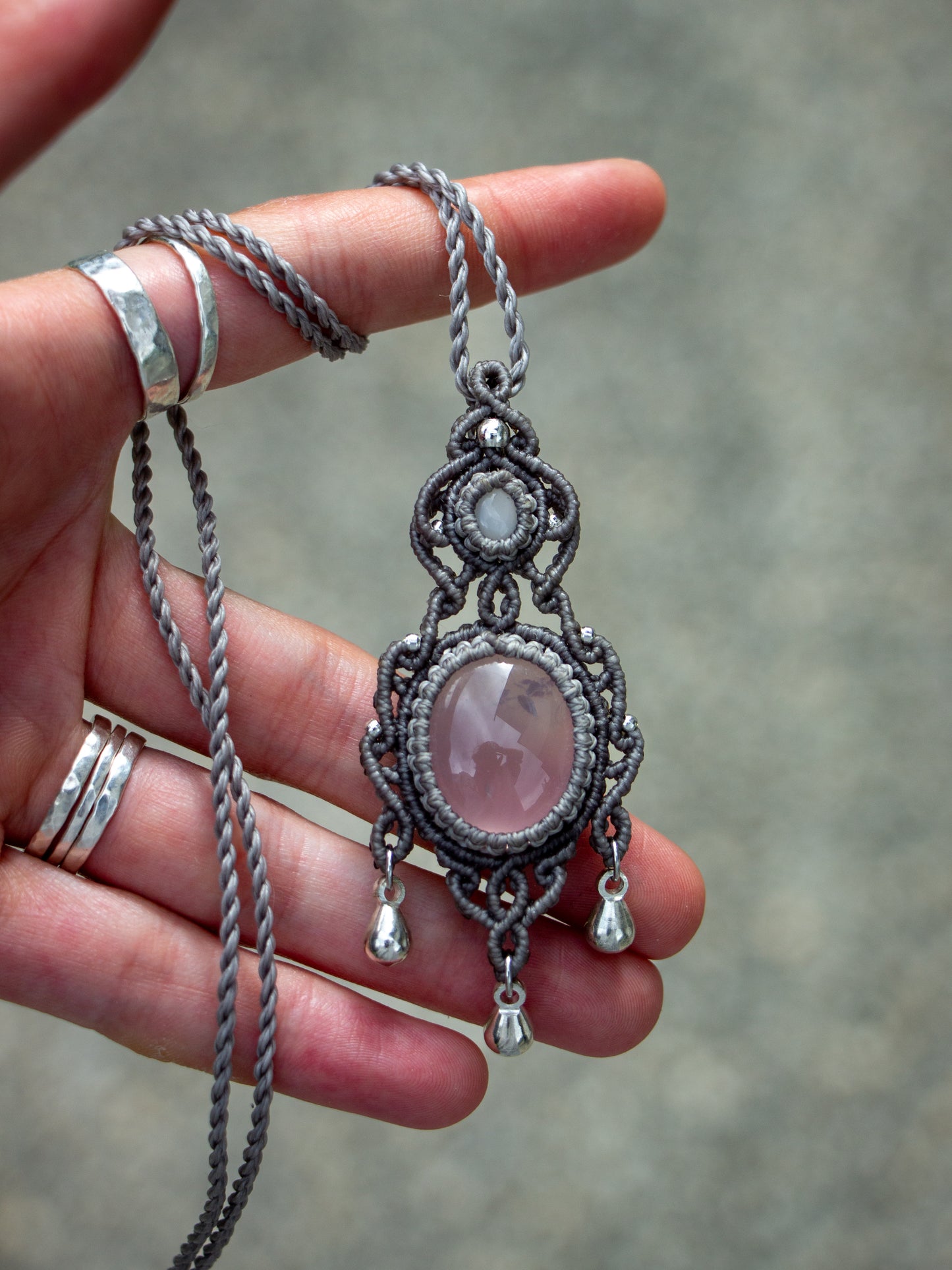 Rose Quartz & White Moonstone necklace