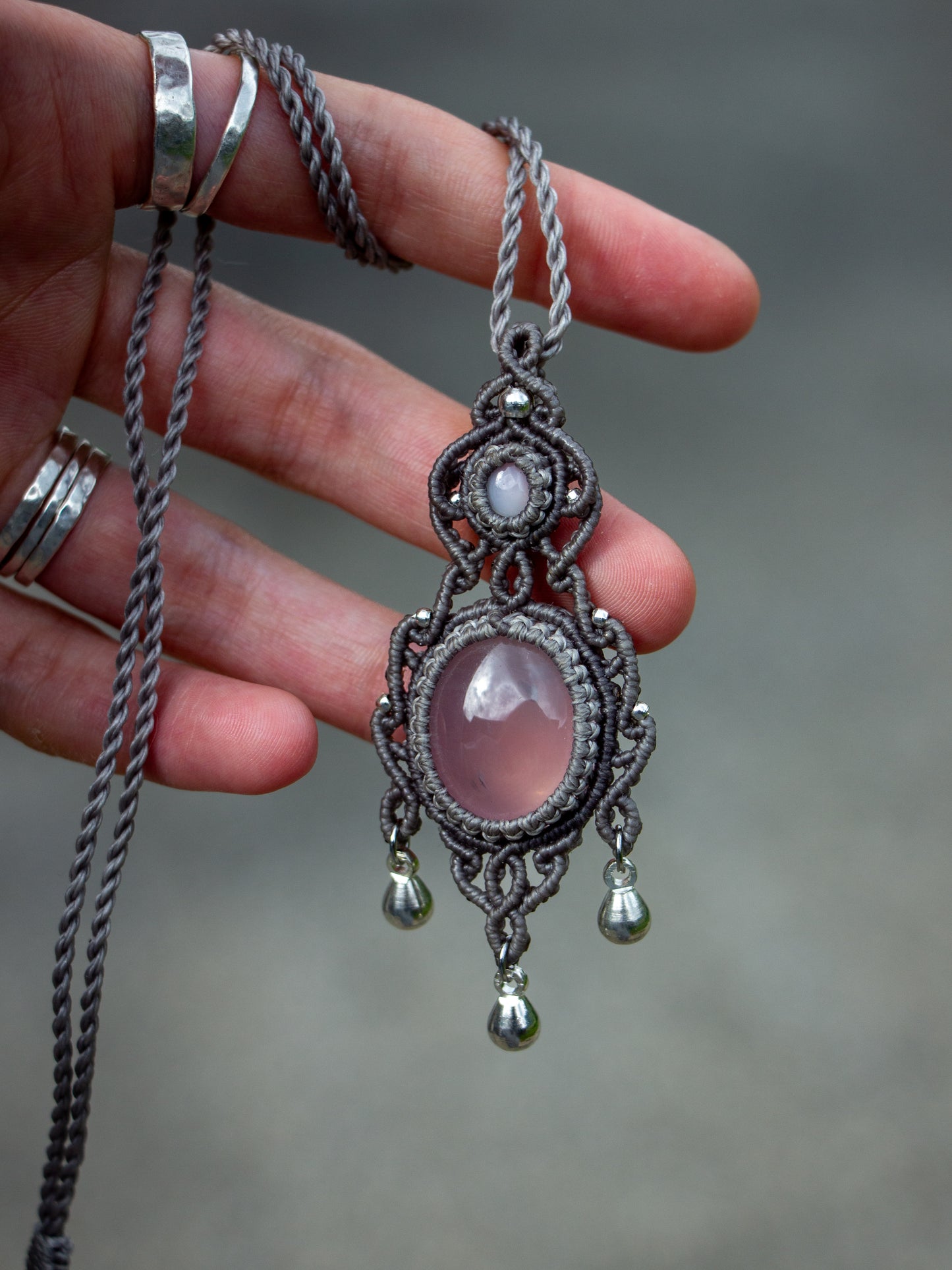 Rose Quartz & White Moonstone necklace