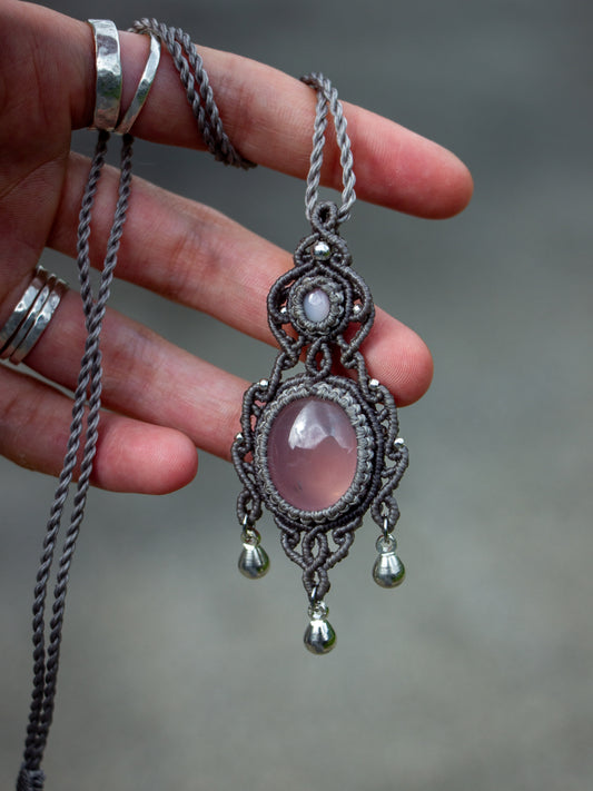 Rose Quartz & White Moonstone necklace