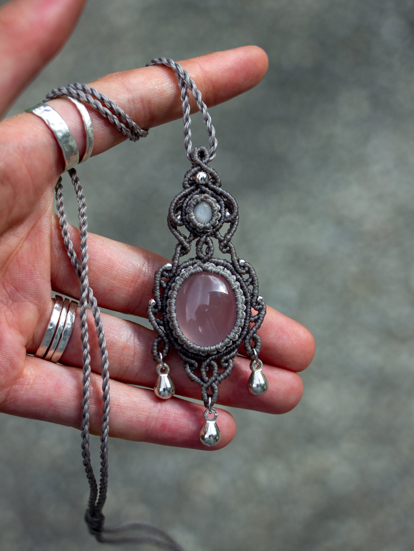 Rose Quartz & White Moonstone necklace