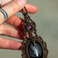 Star Ruby & Druzy Onyx macrame necklace