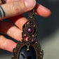 Star Ruby & Druzy Onyx macrame necklace