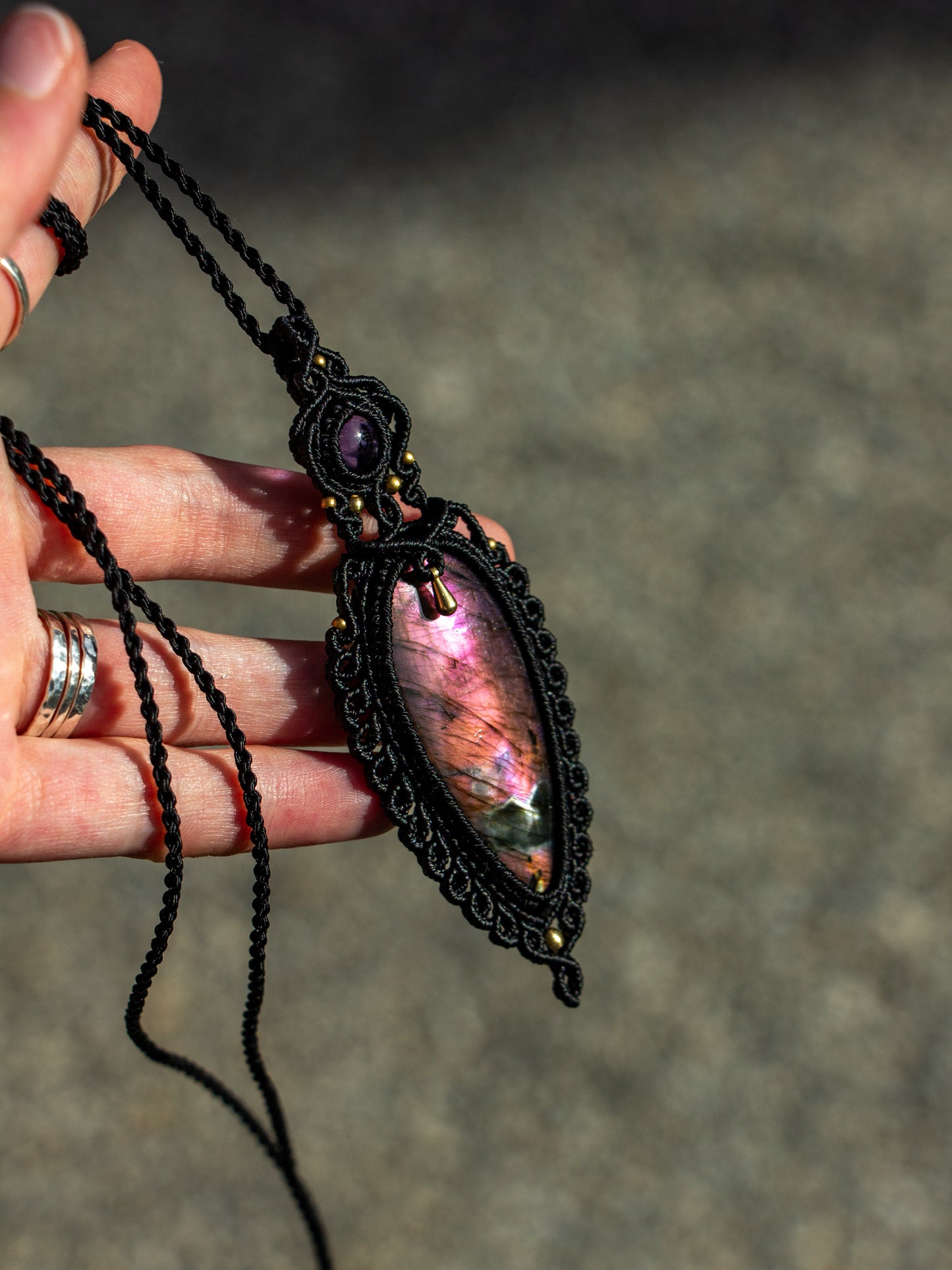 Amethyst & Labradorite macrame necklace