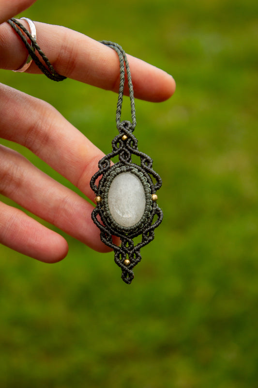 White Moonstone • macrame necklace
