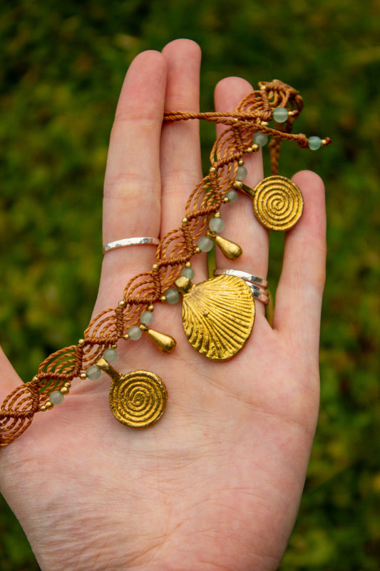 Amazonite & brass • macrame necklace