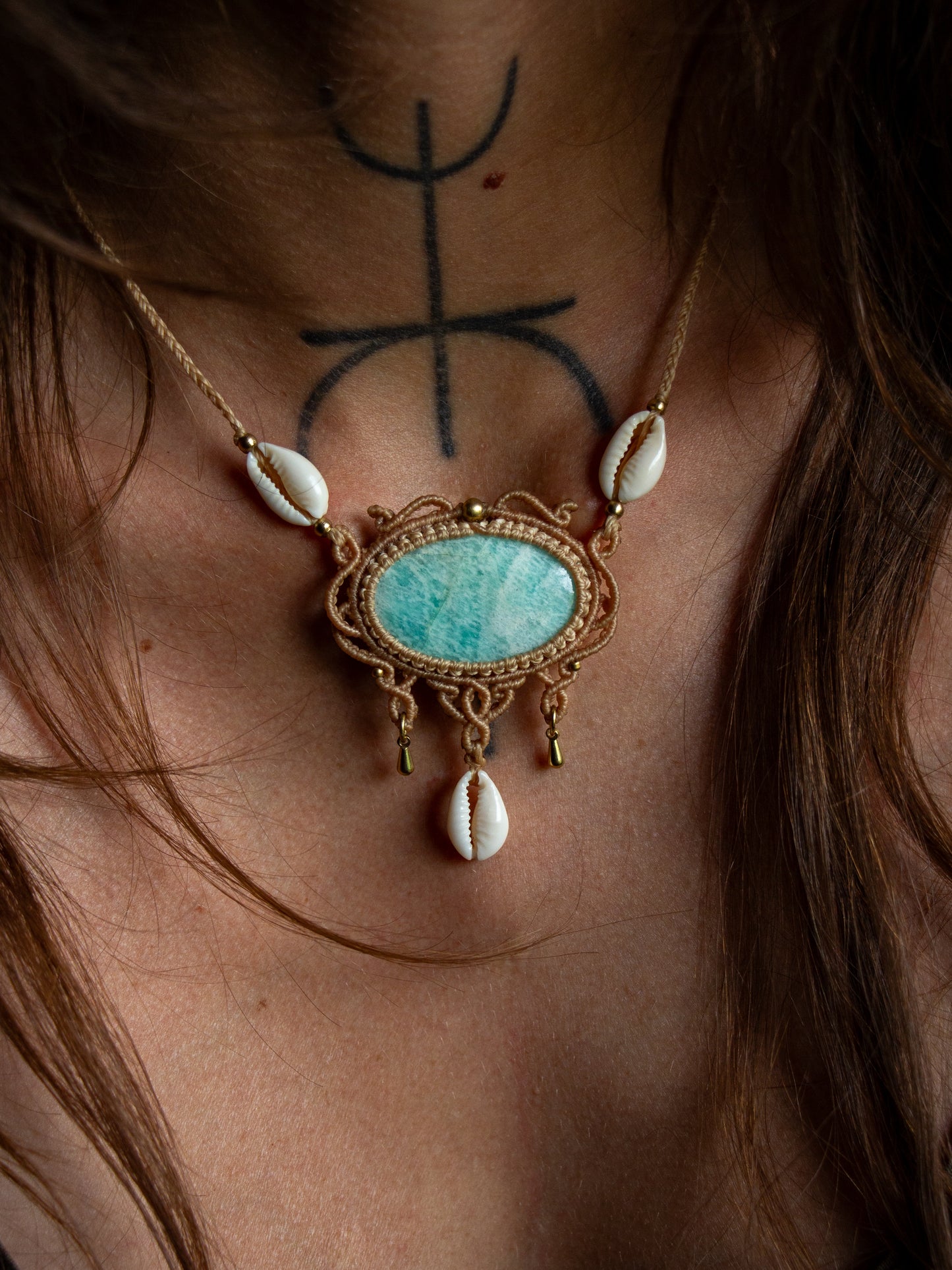 Amazonite & cowrie shell necklace