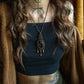 Star Ruby & Druzy Onyx macrame necklace
