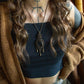 Star Ruby & Druzy Onyx macrame necklace