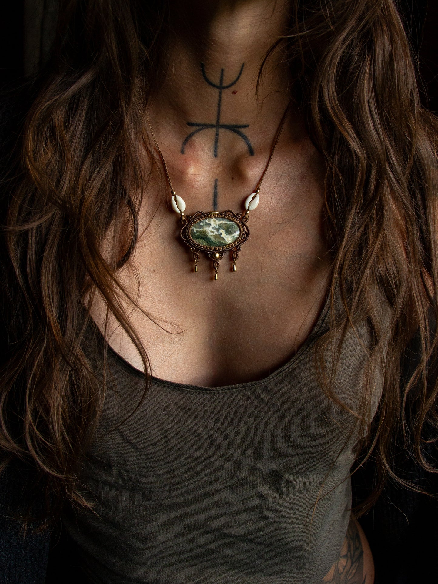 Ocean Jasper & cowrie shell necklace