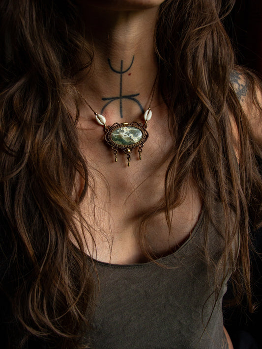 Ocean Jasper & cowrie shell necklace