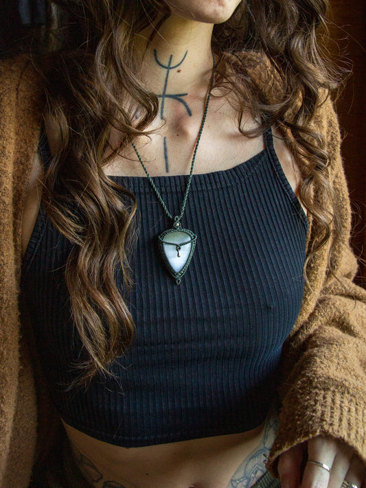Selenite macrame necklace