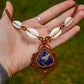 Sodalite & cowrie shells macrame necklace