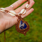 Sodalite & cowrie shells macrame necklace