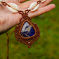 Sodalite & cowrie shells macrame necklace