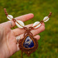 Sodalite & cowrie shells macrame necklace