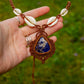 Sodalite & cowrie shells macrame necklace