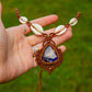 Sodalite & cowrie shells macrame necklace